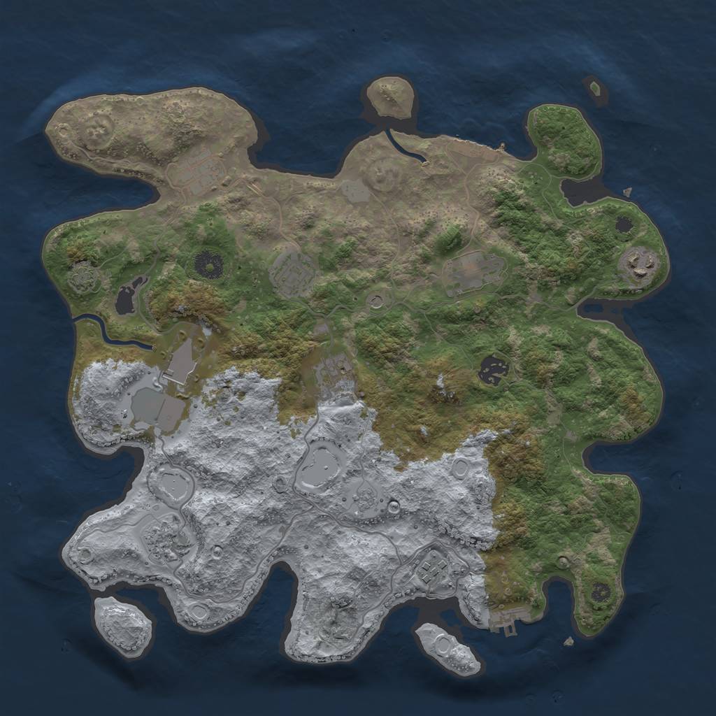 Rust Map: Procedural Map, Size: 3700, Seed: 60122, 17 Monuments