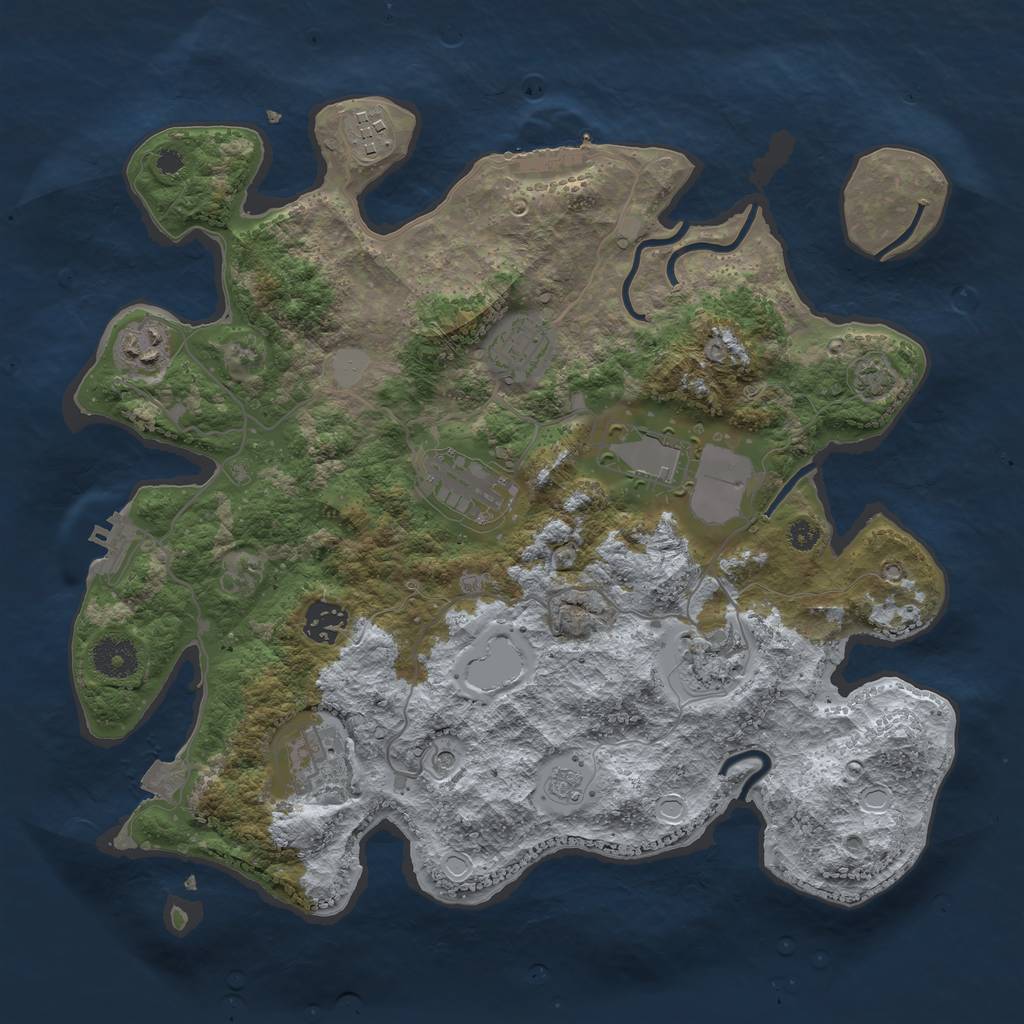 Rust Map: Procedural Map, Size: 3550, Seed: 638424, 16 Monuments