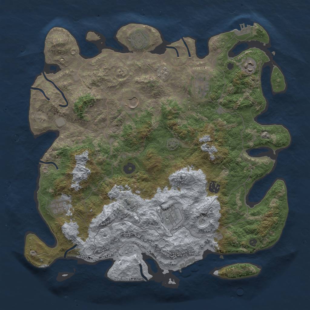 Rust Map: Procedural Map, Size: 4000, Seed: 494967, 16 Monuments