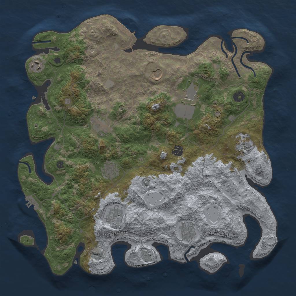 Rust Map: Procedural Map, Size: 4000, Seed: 37553532, 17 Monuments