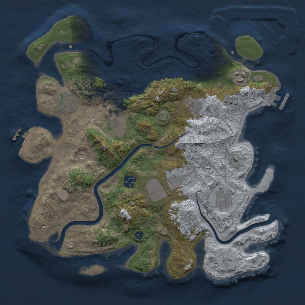Rust Map: Procedural Map, Size: 3550, Seed: 922637, 14 Monuments