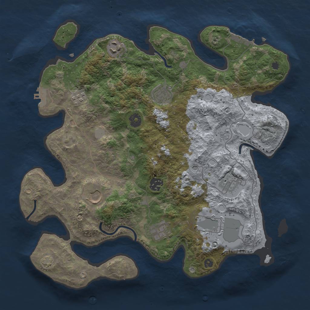 Rust Map: Procedural Map, Size: 3500, Seed: 10207, 15 Monuments