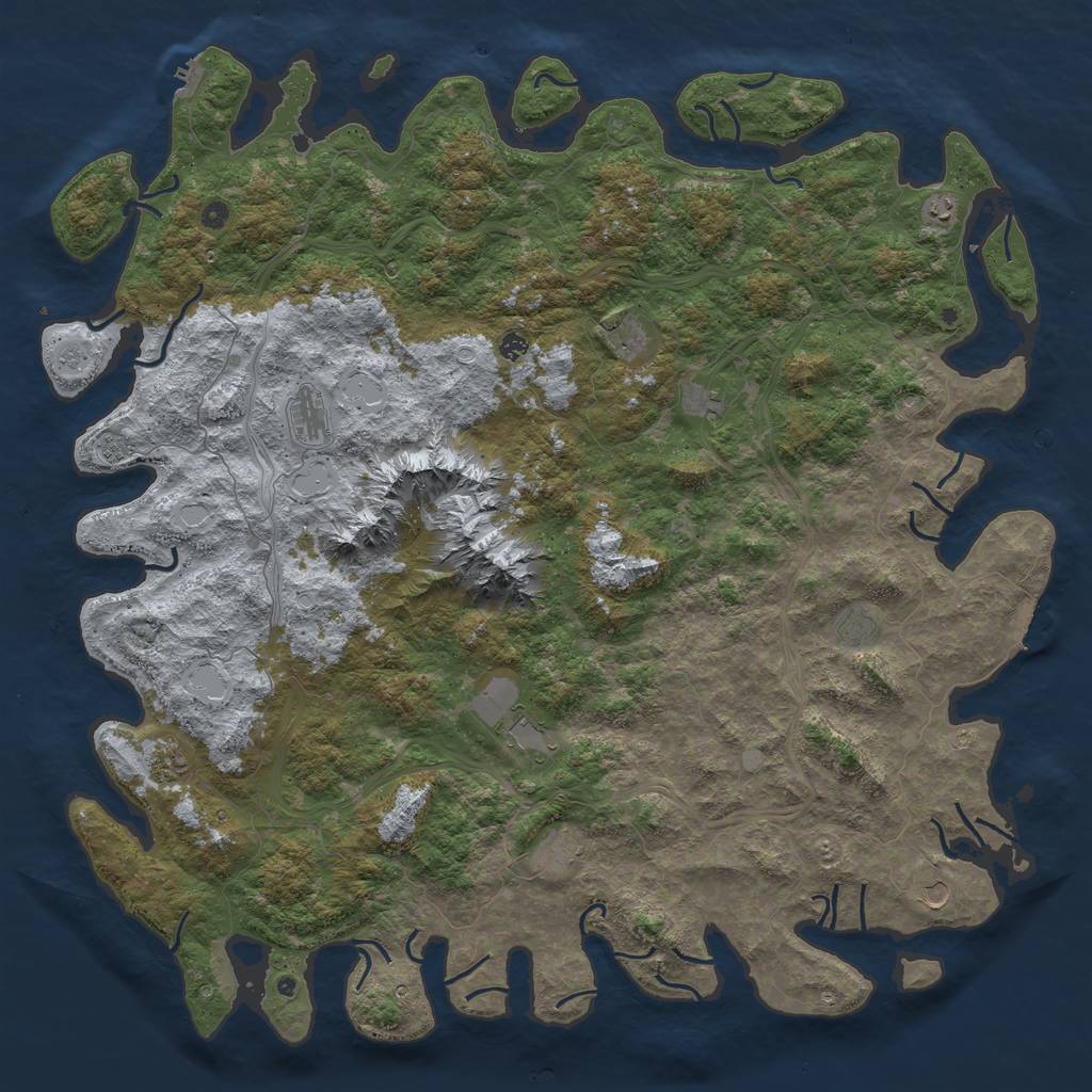 Rust Map: Procedural Map, Size: 6000, Seed: 1265640603, 18 Monuments