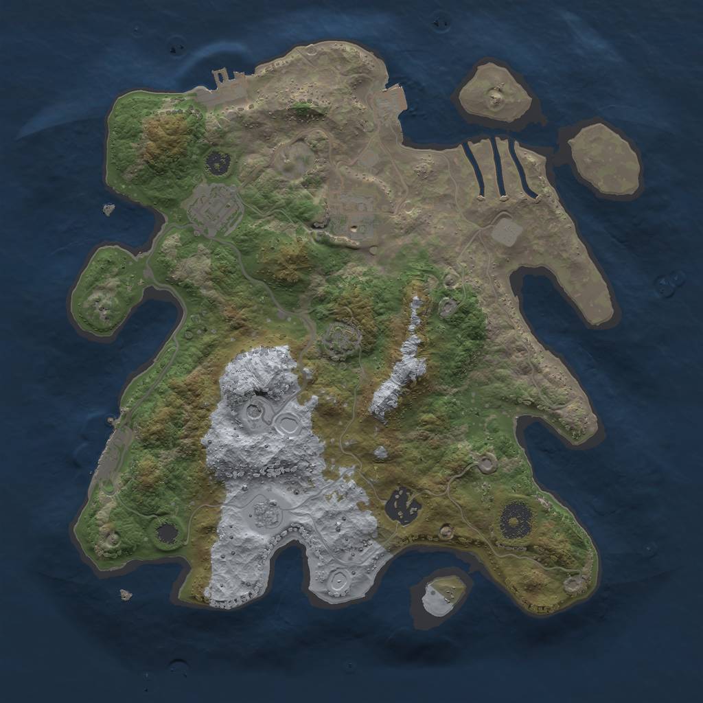 Rust Map: Procedural Map, Size: 3000, Seed: 2071825080, 11 Monuments