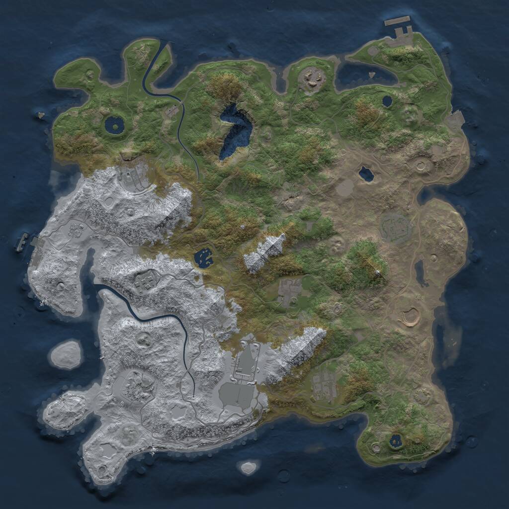 Rust Map: Procedural Map, Size: 4000, Seed: 947367, 16 Monuments