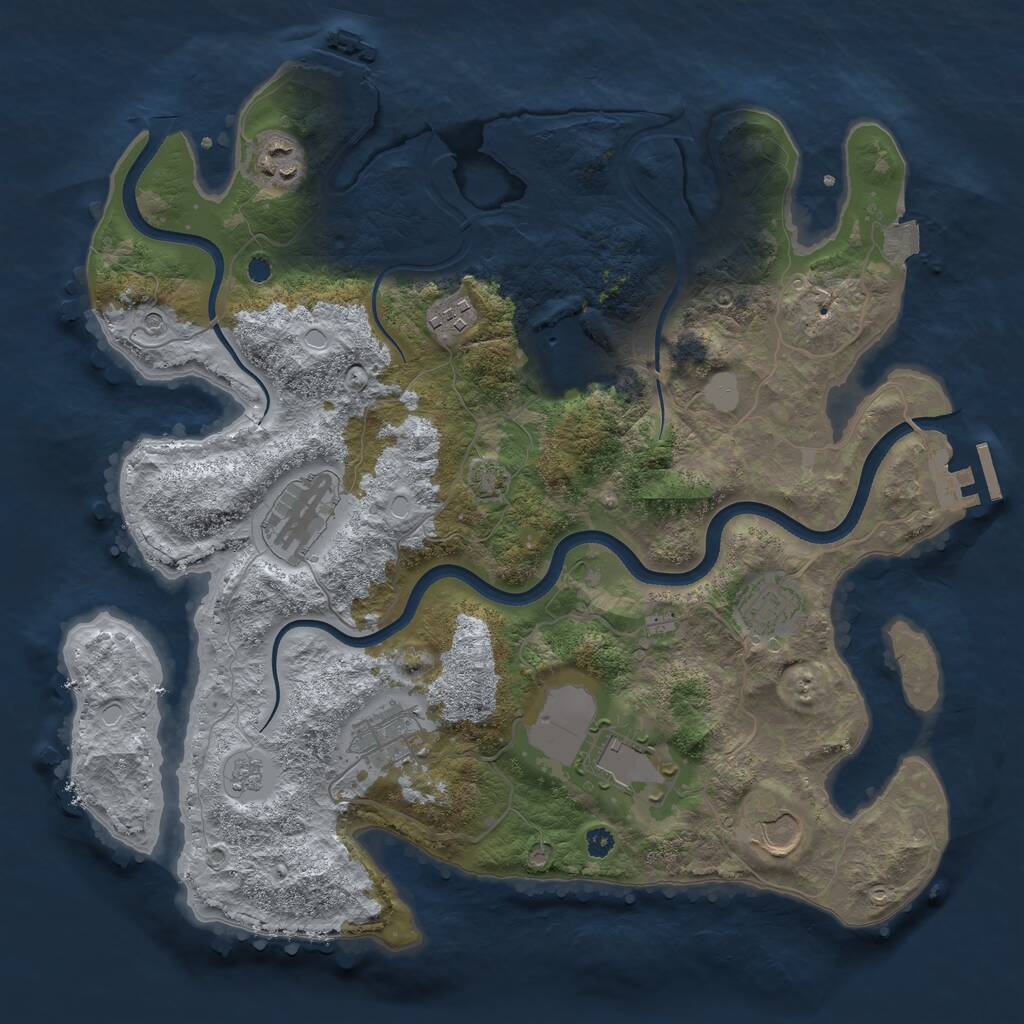 Rust Map: Procedural Map, Size: 3550, Seed: 524150, 14 Monuments