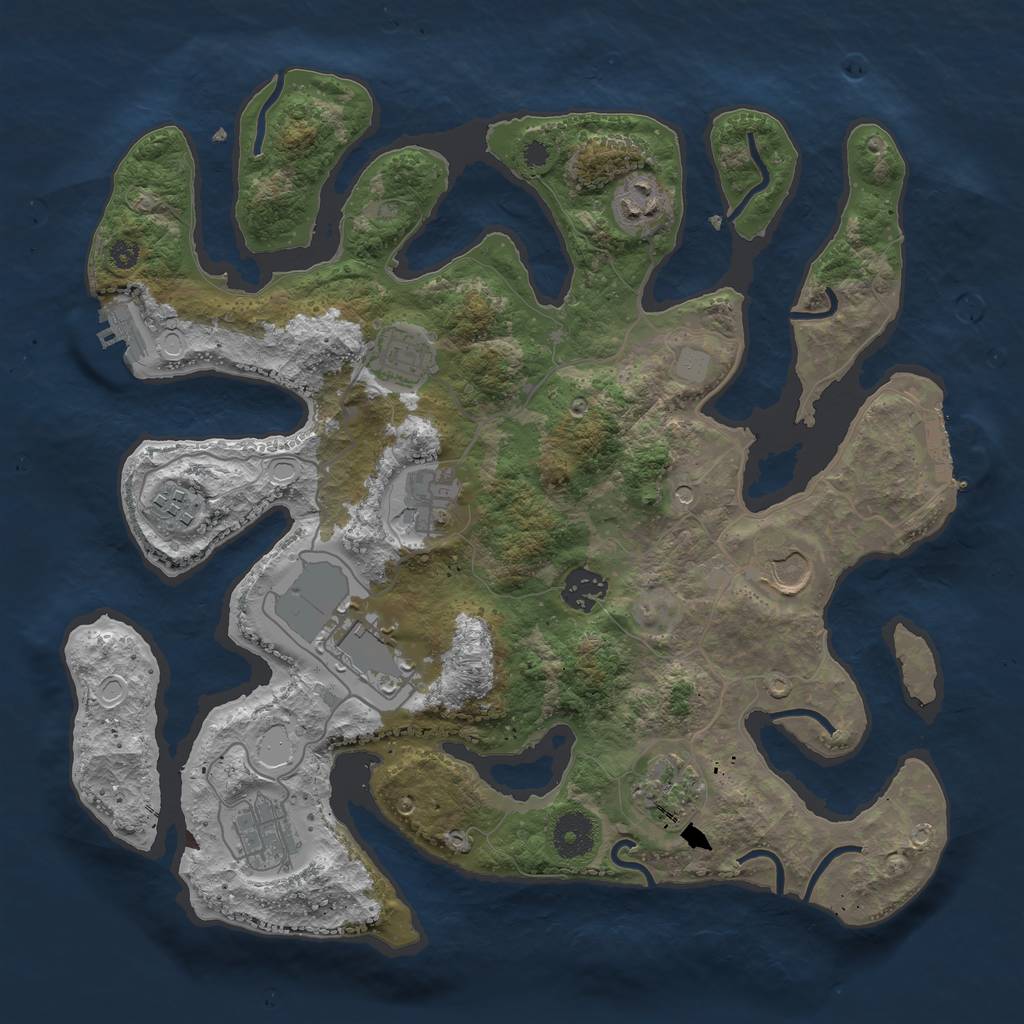 Rust Map: Procedural Map, Size: 3550, Seed: 524150, 17 Monuments