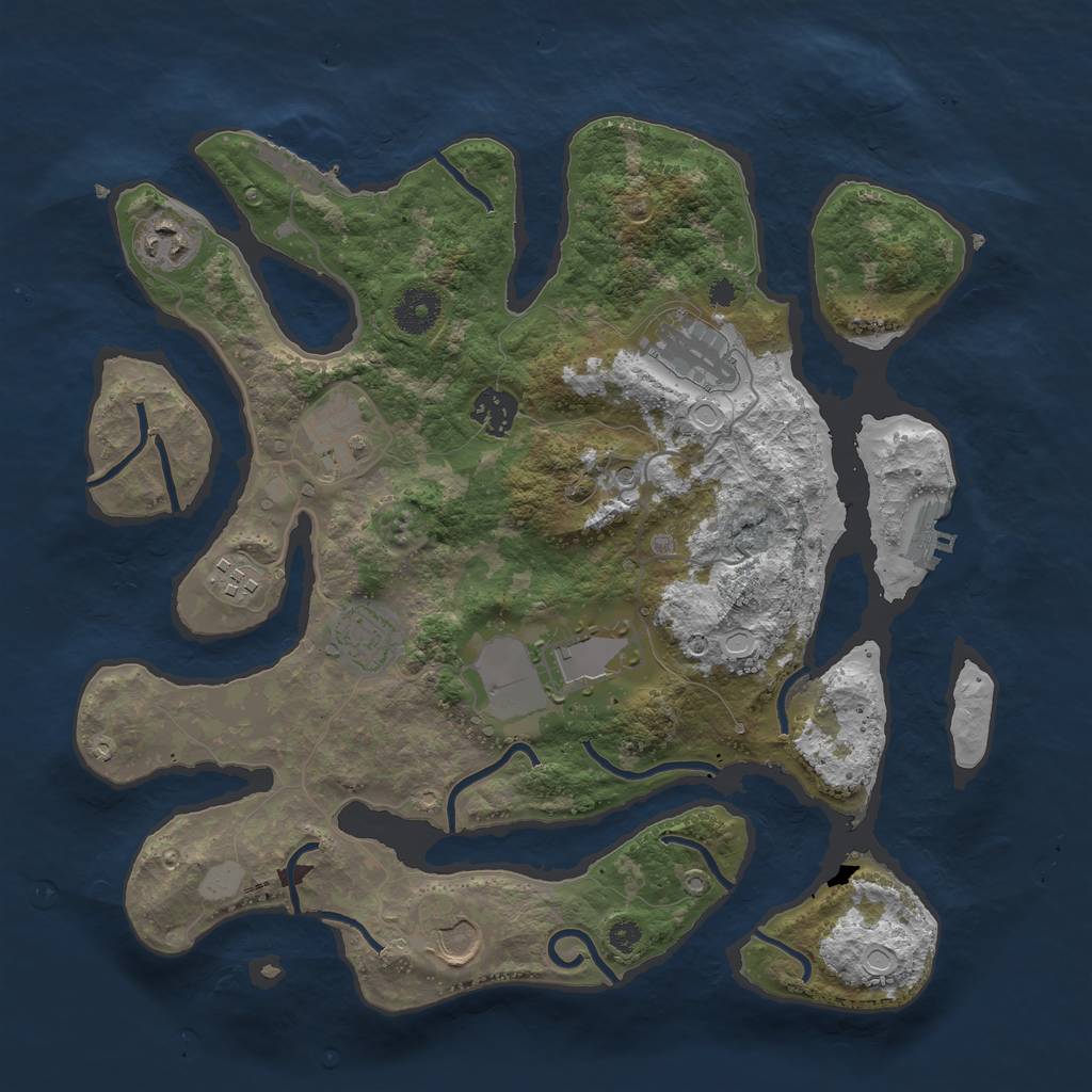 Rust Map: Procedural Map, Size: 3550, Seed: 18617, 16 Monuments