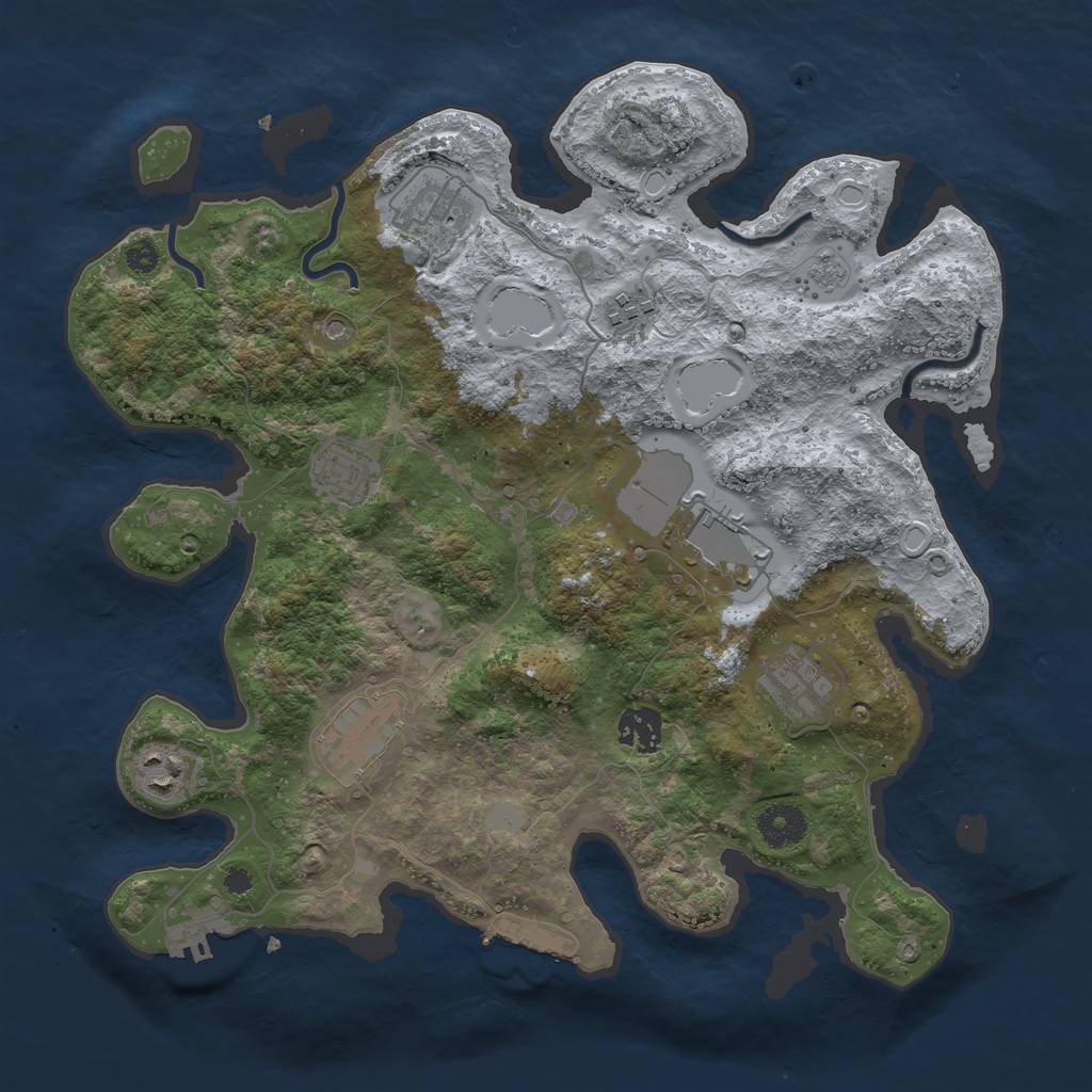 Rust Map: Procedural Map, Size: 3550, Seed: 51664, 15 Monuments