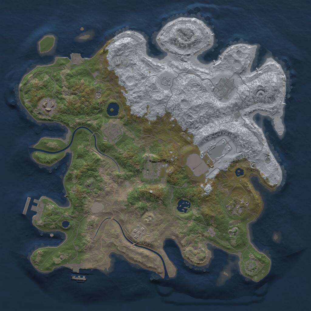 Rust Map: Procedural Map, Size: 3550, Seed: 51664, 14 Monuments