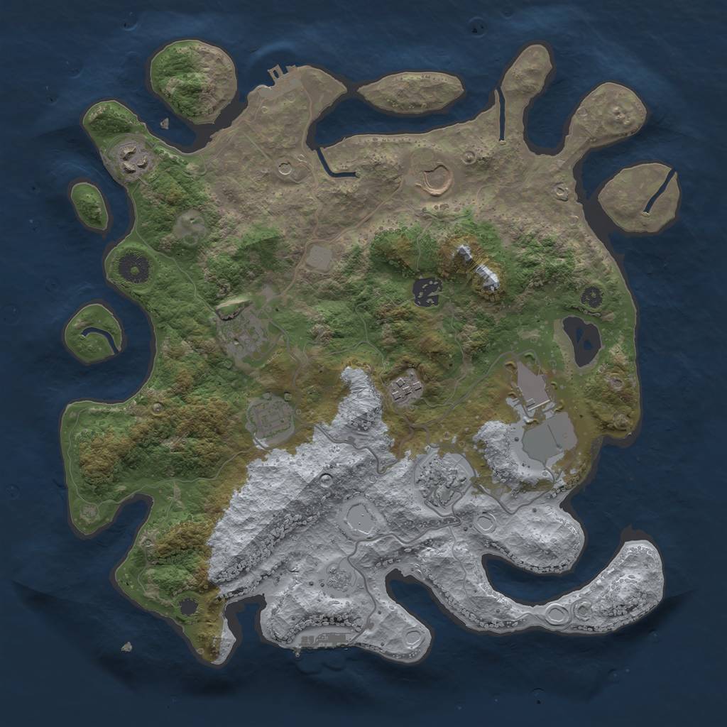 Rust Map: Procedural Map, Size: 3550, Seed: 647004, 15 Monuments