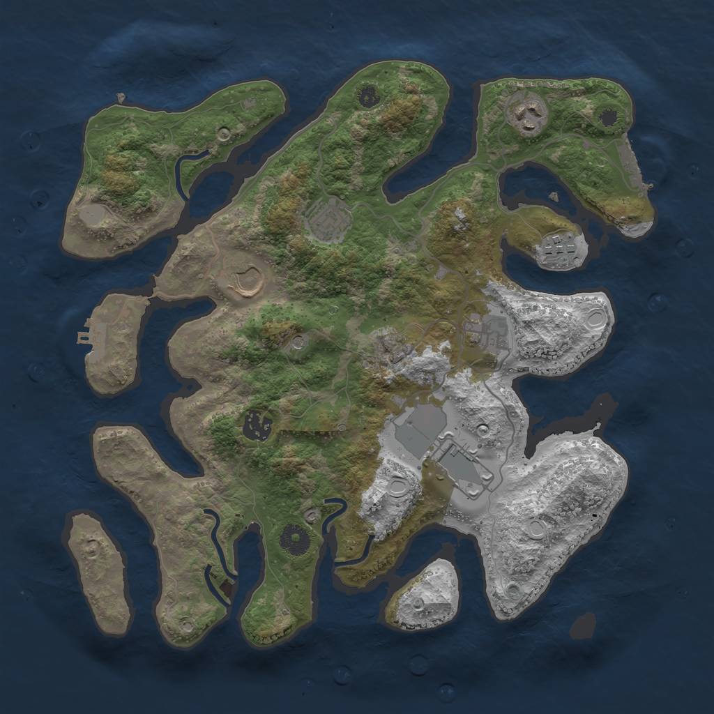 Rust Map: Procedural Map, Size: 3550, Seed: 913344, 15 Monuments