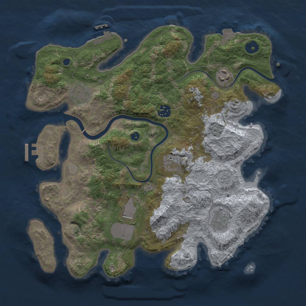Rust Map: Procedural Map, Size: 3550, Seed: 913344, 13 Monuments