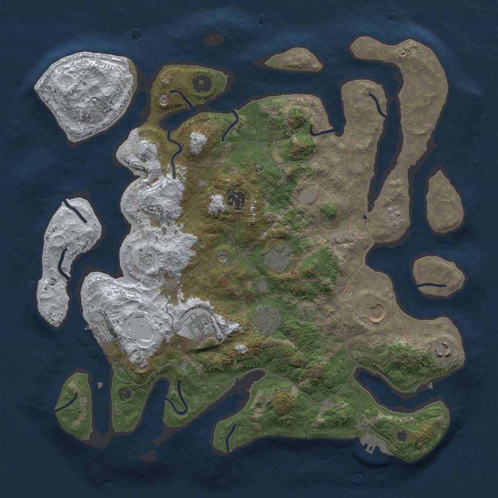 Rust Map: Procedural Map, Size: 4000, Seed: 904949, 16 Monuments