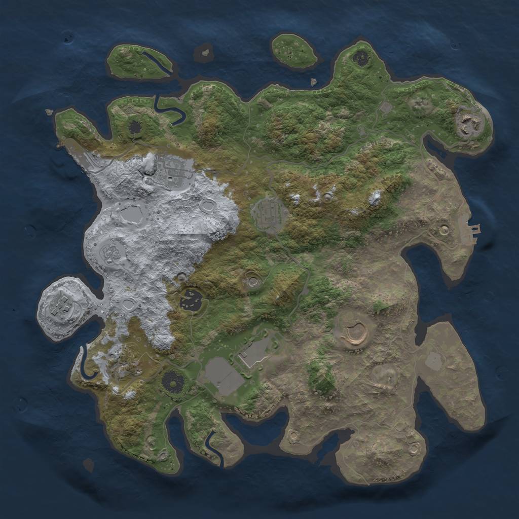 Rust Map: Procedural Map, Size: 3500, Seed: 109892121, 15 Monuments