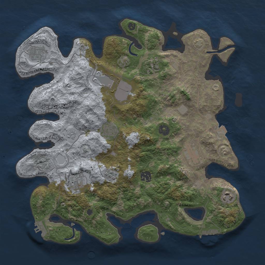 Rust Map: Procedural Map, Size: 3550, Seed: 196658, 16 Monuments