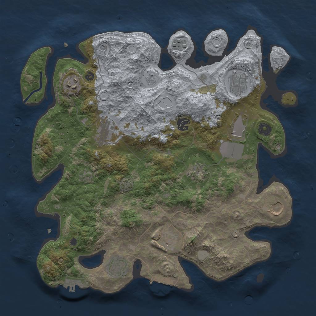 Rust Map: Procedural Map, Size: 3550, Seed: 647516, 18 Monuments