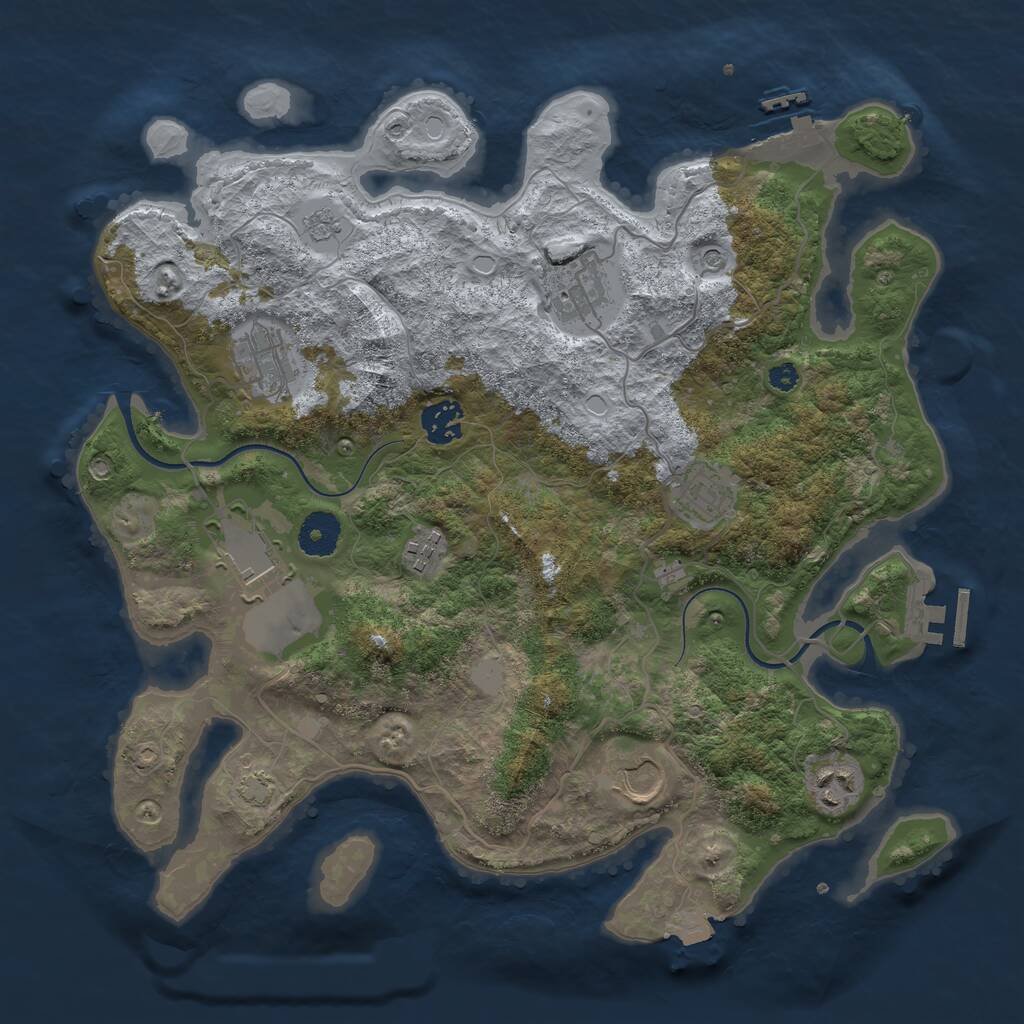 Rust Map: Procedural Map, Size: 3550, Seed: 600331, 14 Monuments
