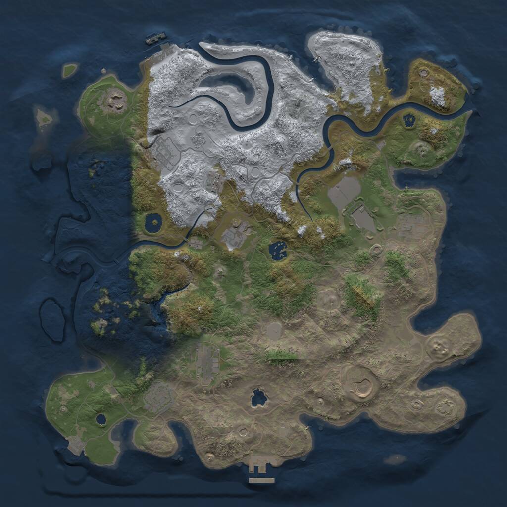 Rust Map: Procedural Map, Size: 4000, Seed: 729753, 16 Monuments