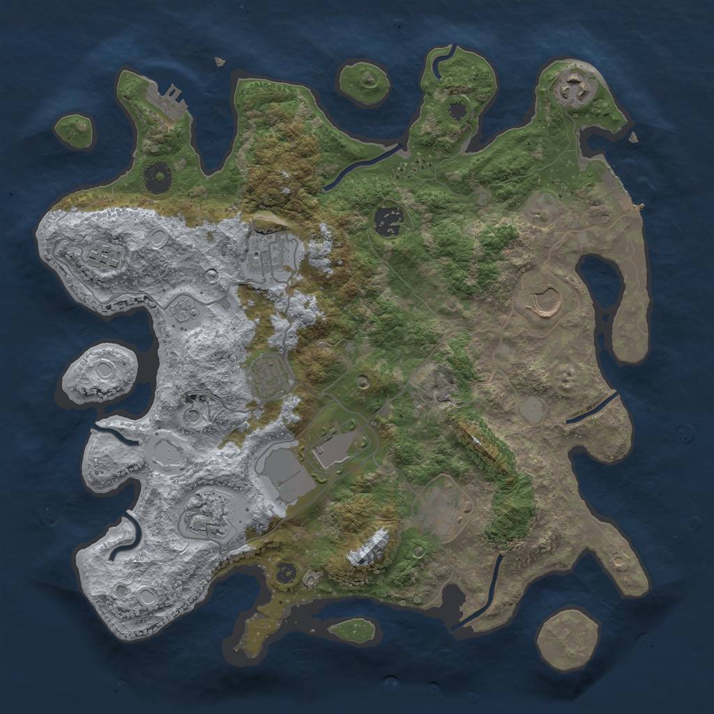 Rust Map: Procedural Map, Size: 3550, Seed: 396632, 16 Monuments