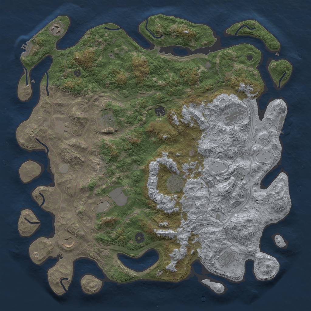 Rust Map: Procedural Map, Size: 4500, Seed: 120396121, 17 Monuments