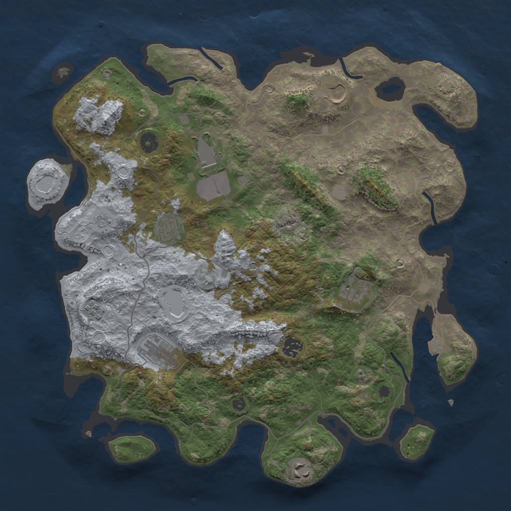 Rust Map: Procedural Map, Size: 4000, Seed: 786664, 14 Monuments