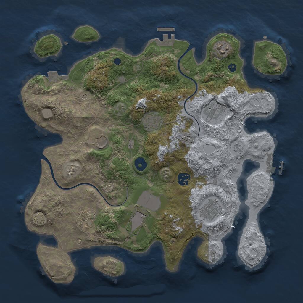 Rust Map: Procedural Map, Size: 3550, Seed: 884552, 15 Monuments
