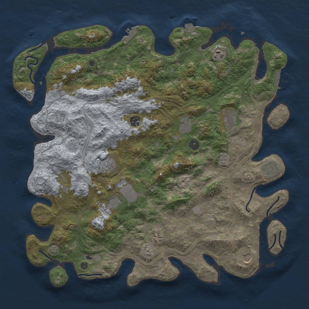 Rust Map: Procedural Map, Size: 4500, Seed: 43025960, 18 Monuments