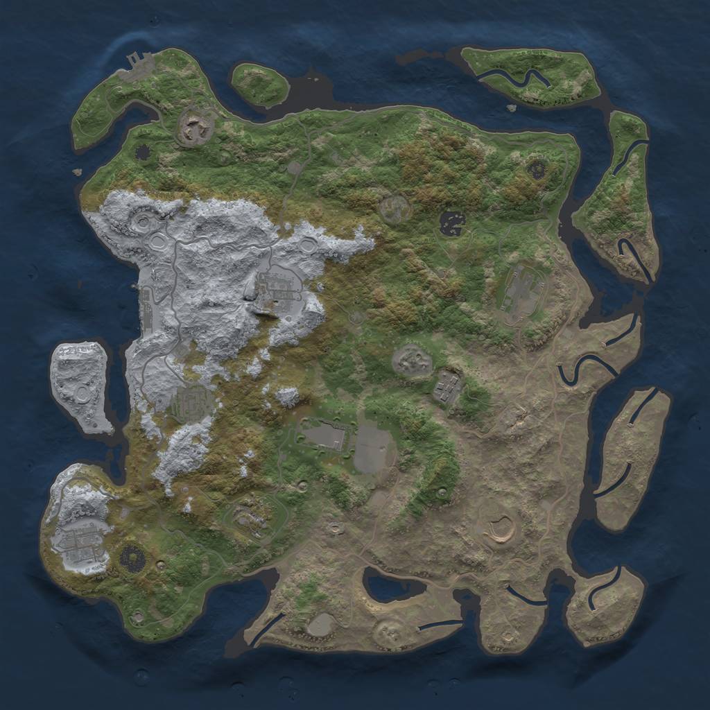 Rust Map: Procedural Map, Size: 4000, Seed: 220103, 16 Monuments