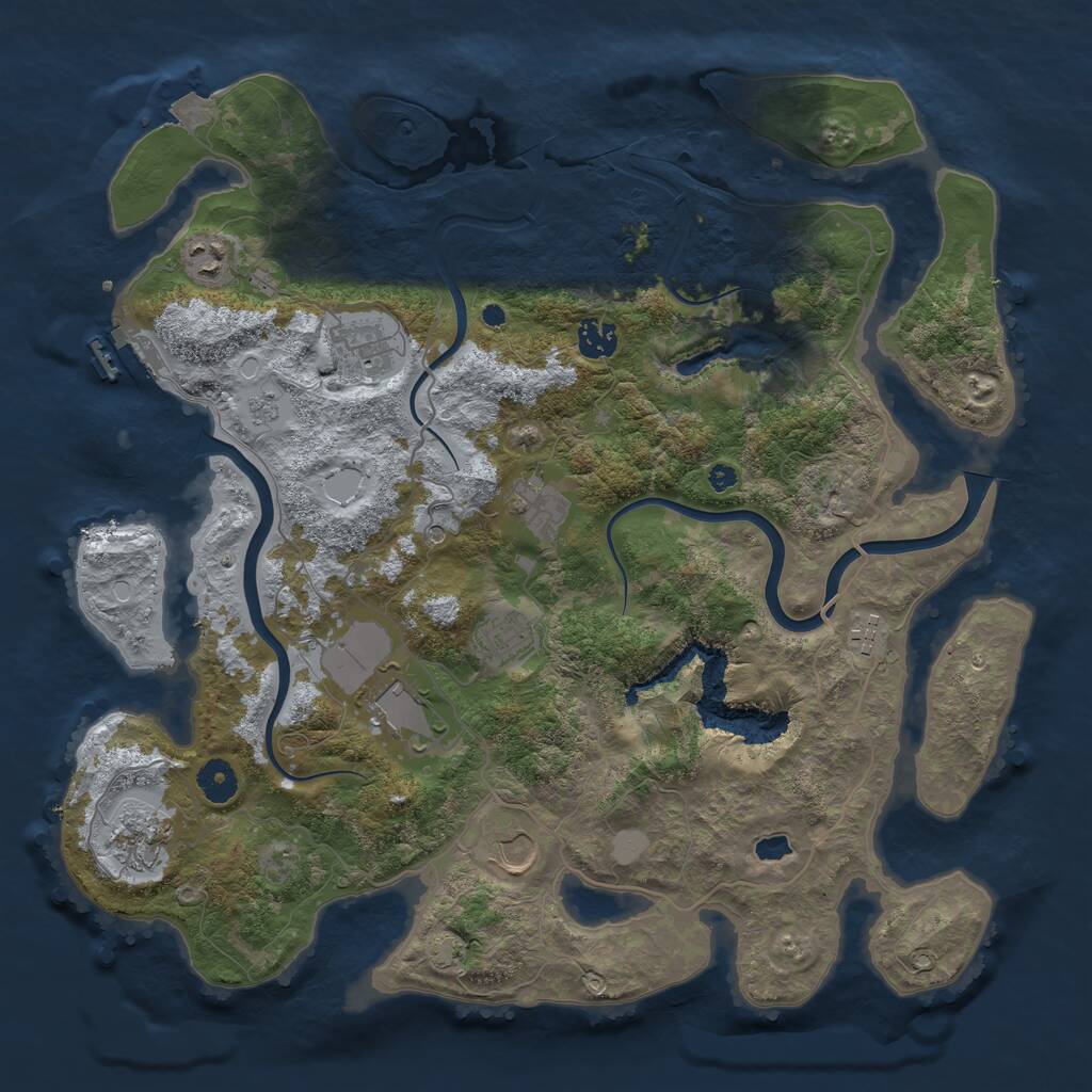 Rust Map: Procedural Map, Size: 4000, Seed: 220103, 14 Monuments