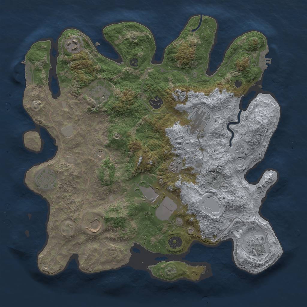 Rust Map: Procedural Map, Size: 3550, Seed: 218458, 16 Monuments