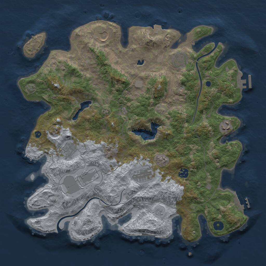 Rust Map: Procedural Map, Size: 4000, Seed: 611632, 13 Monuments