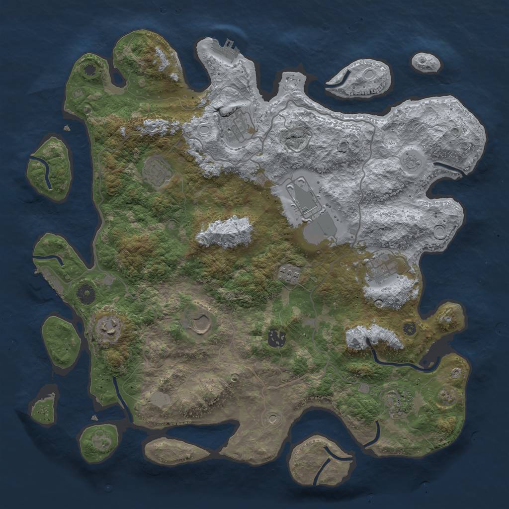 Rust Map: Procedural Map, Size: 4000, Seed: 601477, 16 Monuments