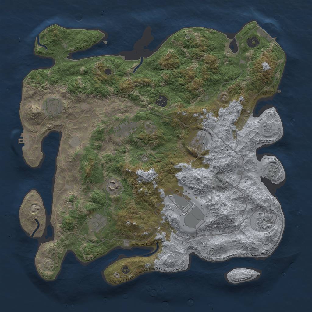 Rust Map: Procedural Map, Size: 4000, Seed: 772205, 17 Monuments