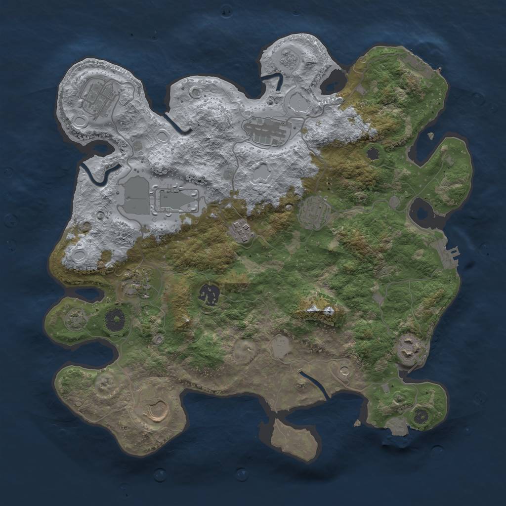 Rust Map: Procedural Map, Size: 3550, Seed: 410359, 17 Monuments