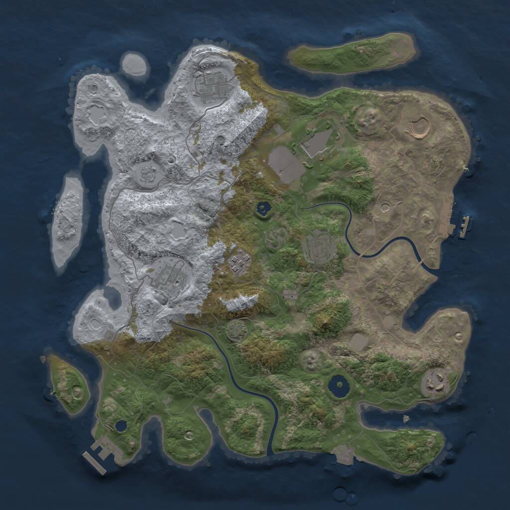 Rust Map: Procedural Map, Size: 3550, Seed: 901787, 13 Monuments