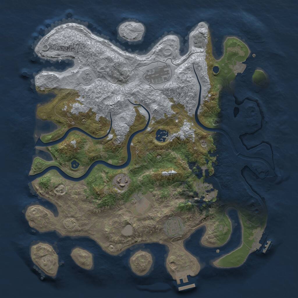Rust Map: Procedural Map, Size: 3550, Seed: 30885, 13 Monuments