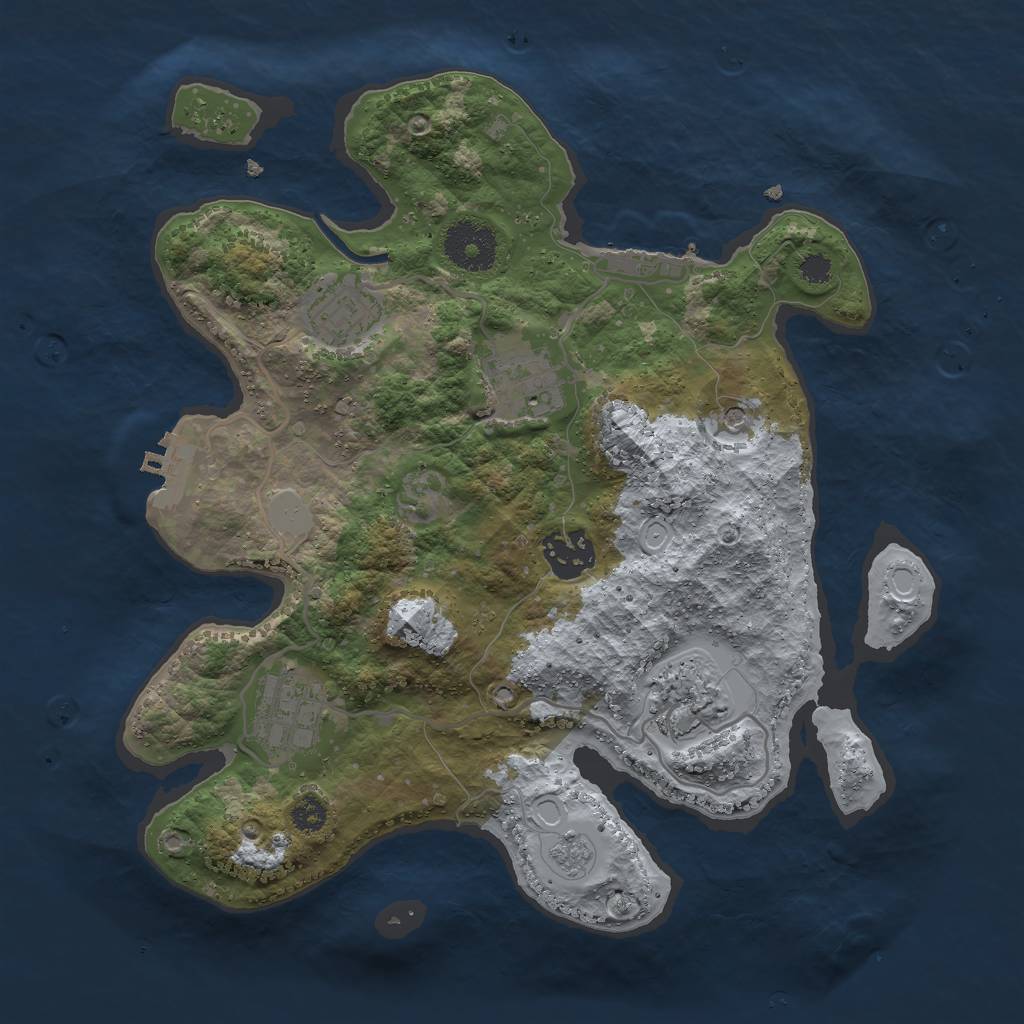 Rust Map: Procedural Map, Size: 3000, Seed: 39727527, 12 Monuments