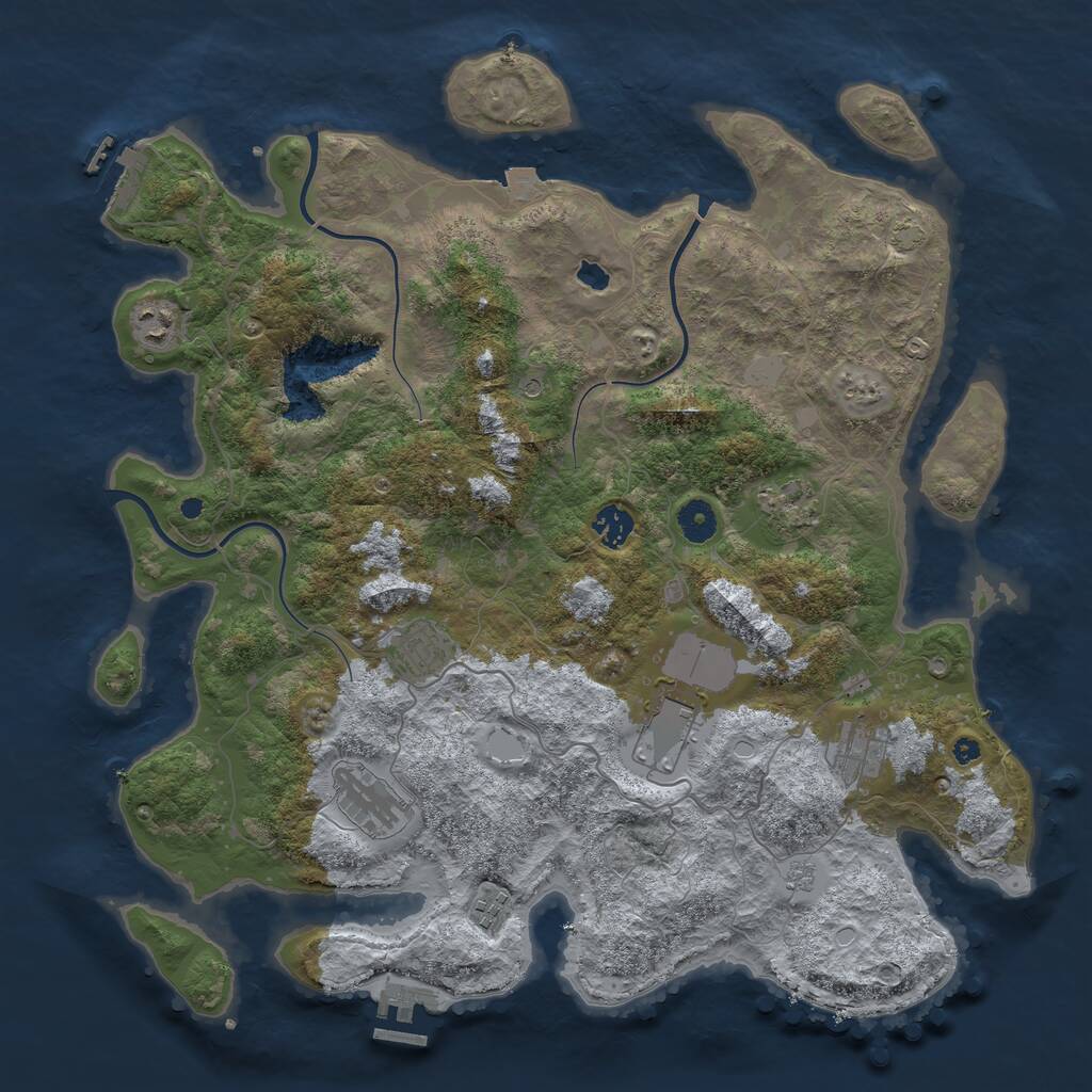Rust Map: Procedural Map, Size: 4100, Seed: 683798959, 14 Monuments