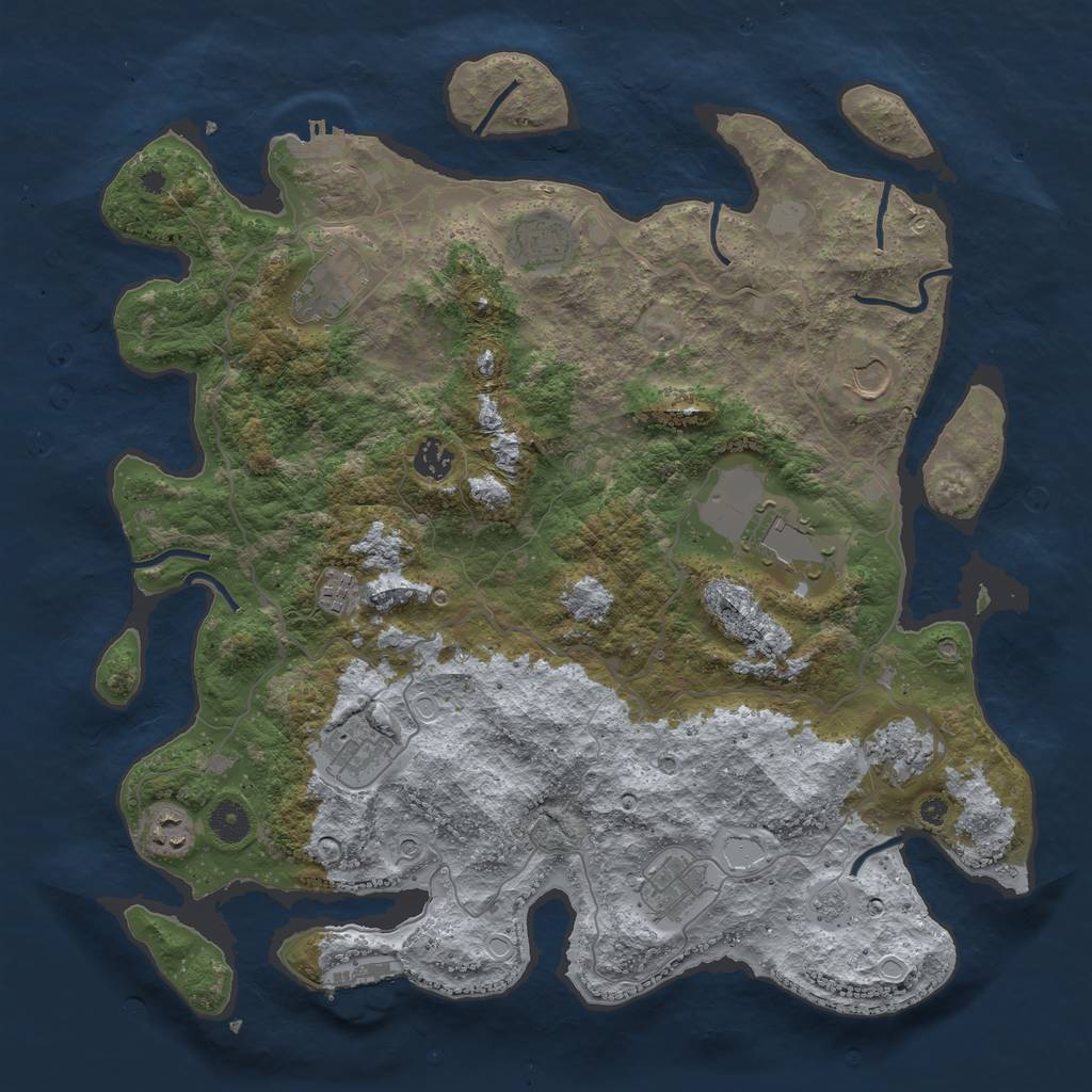 Rust Map: Procedural Map, Size: 4100, Seed: 683798959, 17 Monuments