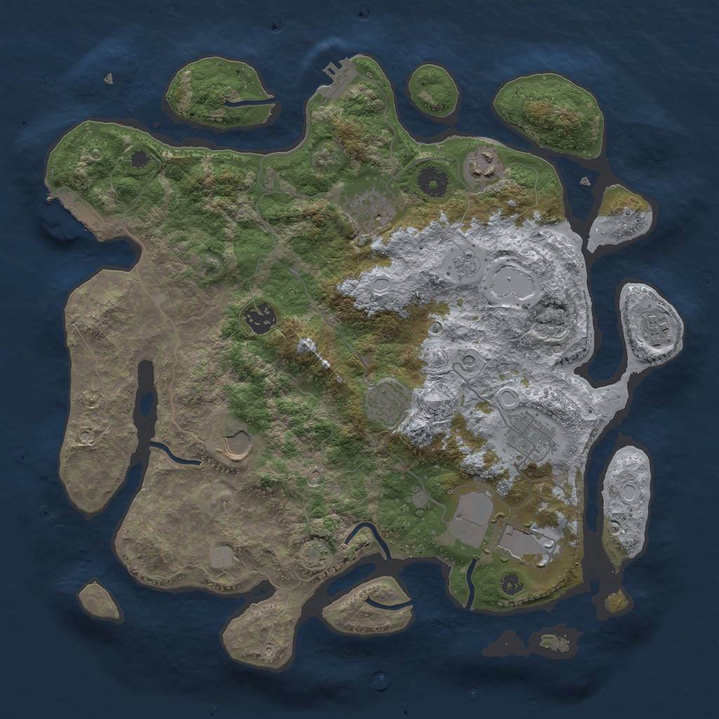 Rust Map: Procedural Map, Size: 3550, Seed: 408020, 16 Monuments