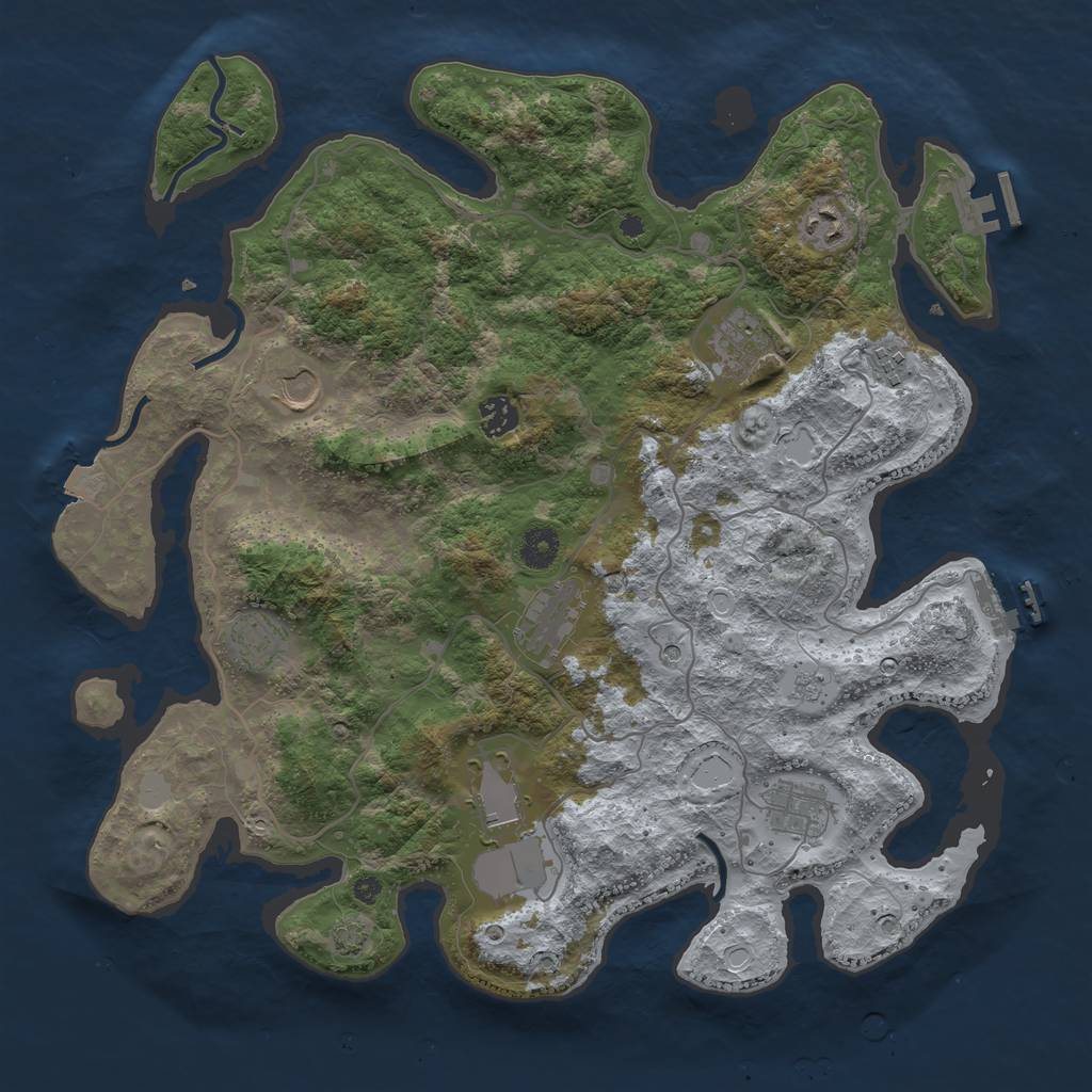 Rust Map: Procedural Map, Size: 4000, Seed: 73640, 17 Monuments