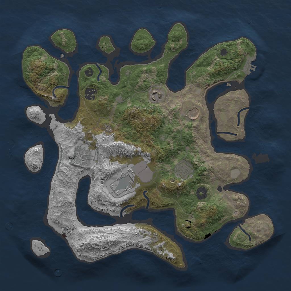 Rust Map: Procedural Map, Size: 3550, Seed: 389742, 13 Monuments