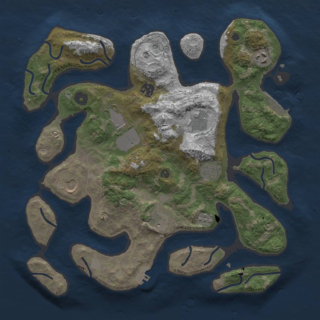 Rust Map: Procedural Map, Size: 3550, Seed: 411485, 16 Monuments