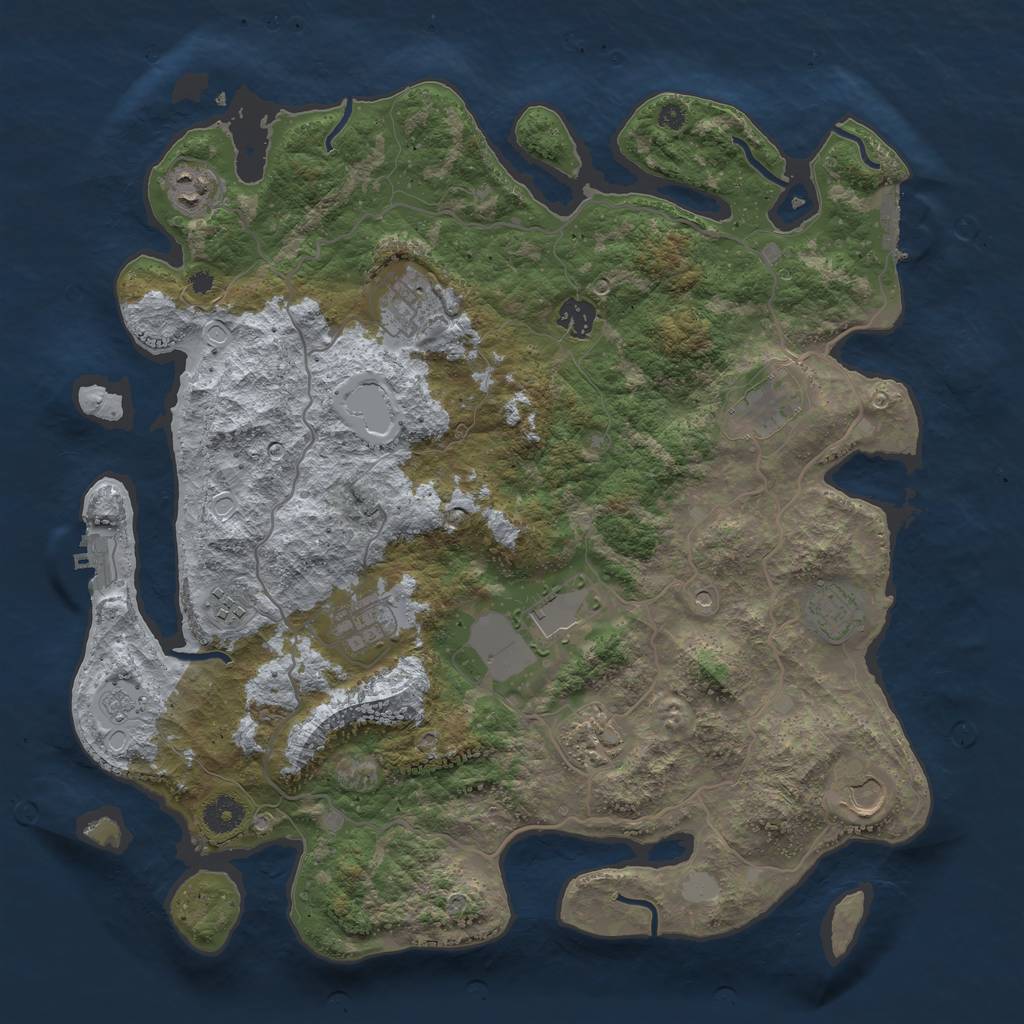 Rust Map: Procedural Map, Size: 4000, Seed: 670490, 17 Monuments