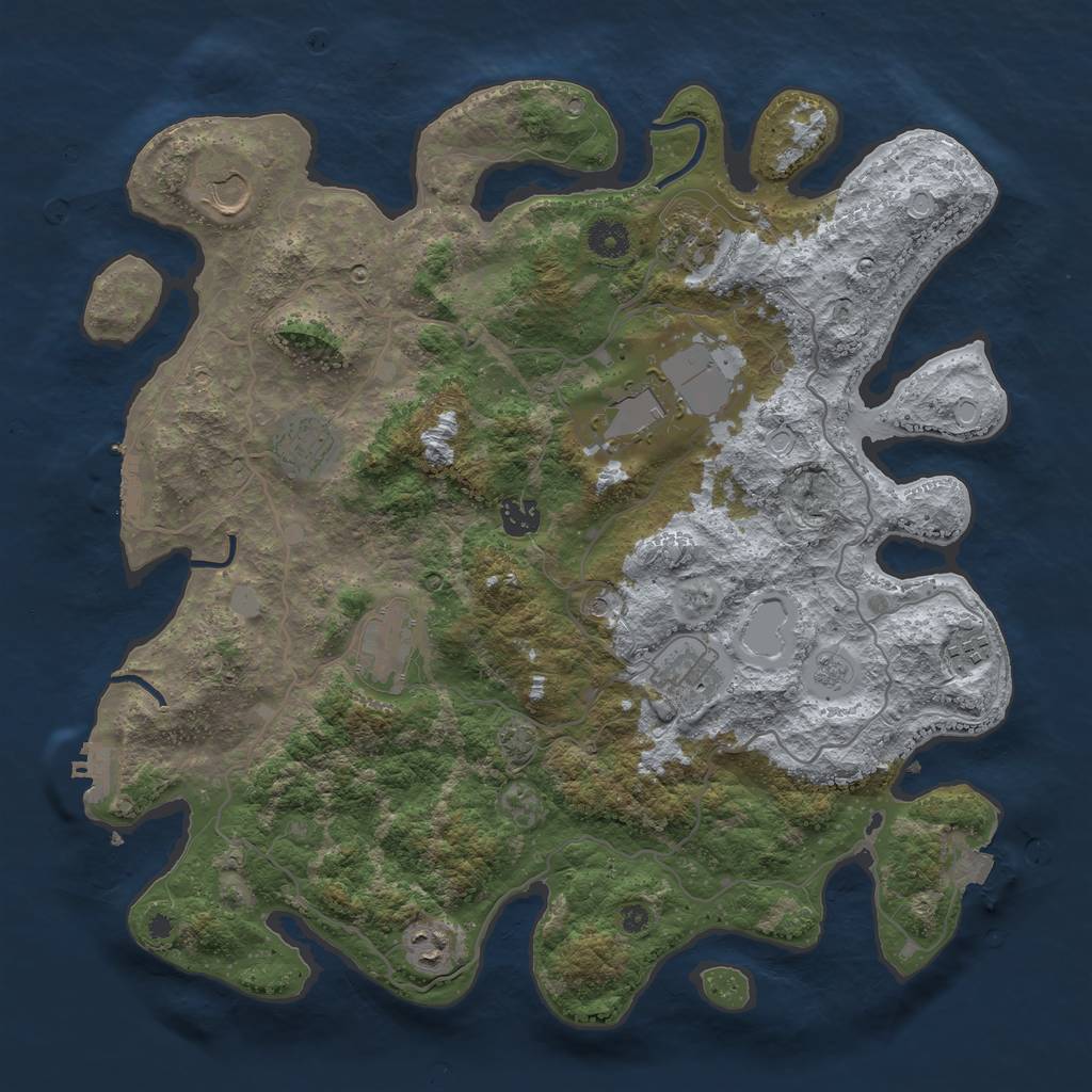 Rust Map: Procedural Map, Size: 4000, Seed: 119078, 17 Monuments