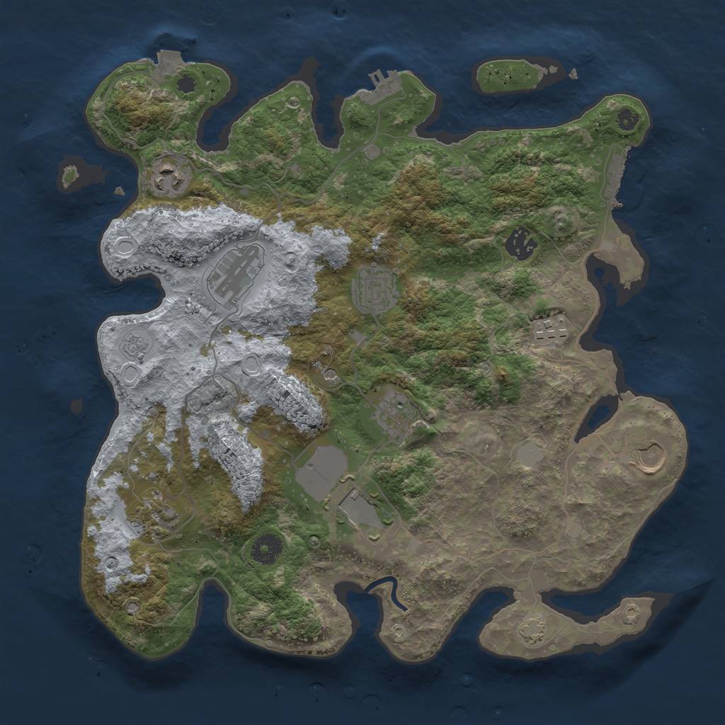 Rust Map: Procedural Map, Size: 3550, Seed: 262000, 17 Monuments