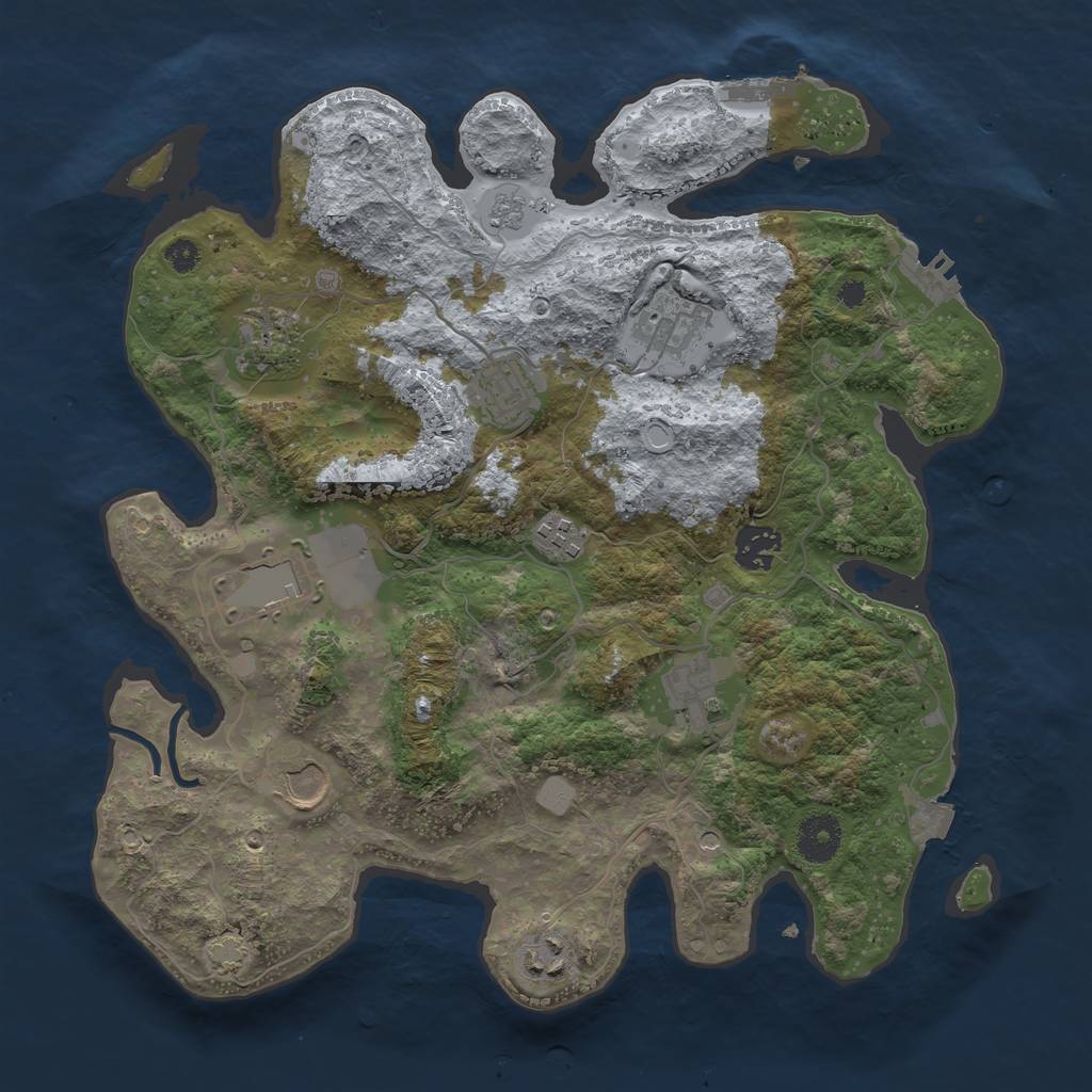 Rust Map: Procedural Map, Size: 3500, Seed: 1874582342, 17 Monuments