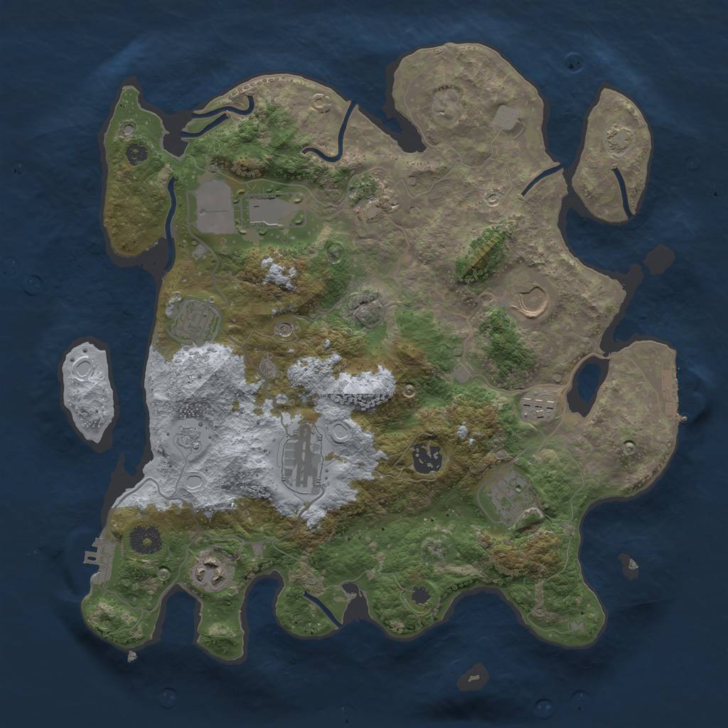 Rust Map: Procedural Map, Size: 3500, Seed: 1597603609, 17 Monuments