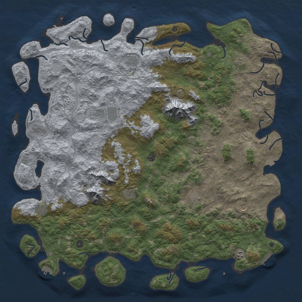 Rust Map: Procedural Map, Size: 6000, Seed: 73988416, 19 Monuments